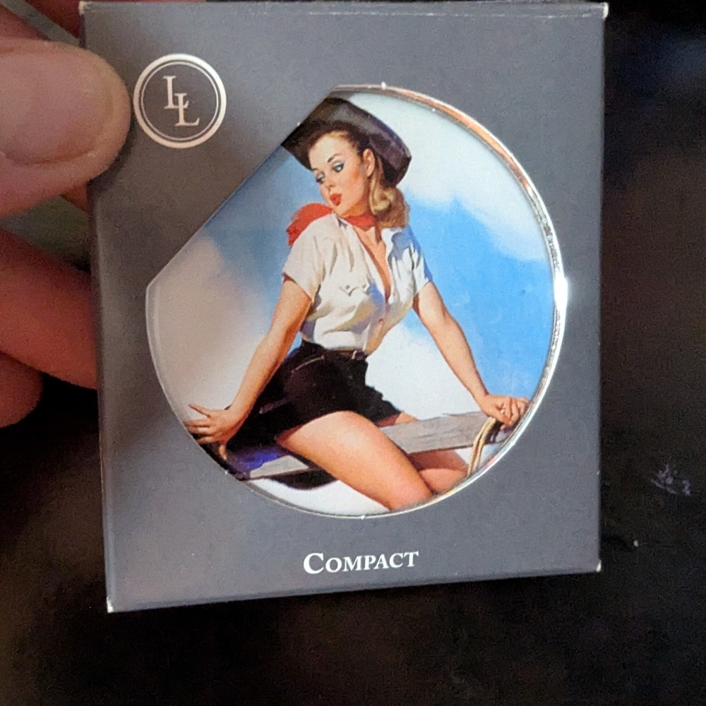 Lucy Lu Gray Compact Case Pinup Cowgirl
